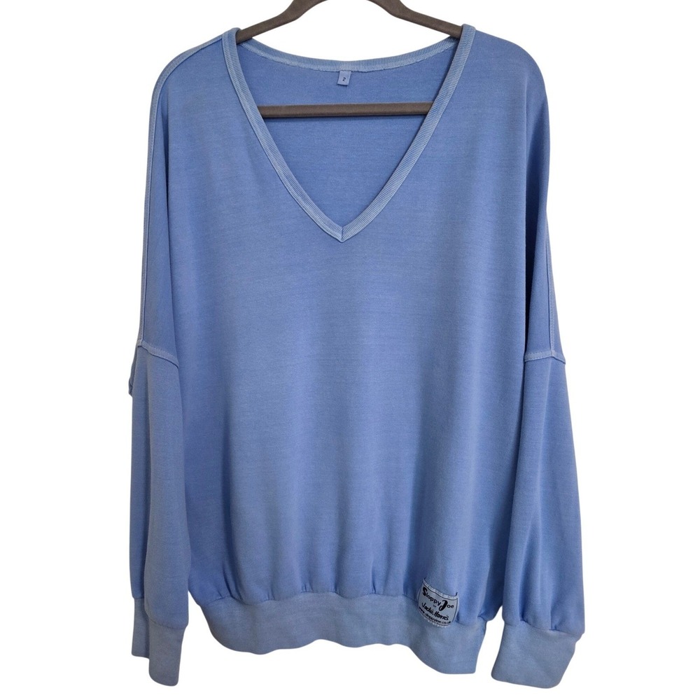 Sloppy Joe Jackie Harris Sweatshirt Womens 2 Blue V-Neck  Made in UK